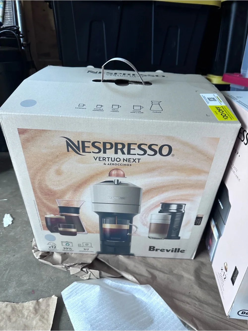 Nespresso Coffee Machine with Aeroccino Milk Frother - Black and Silver